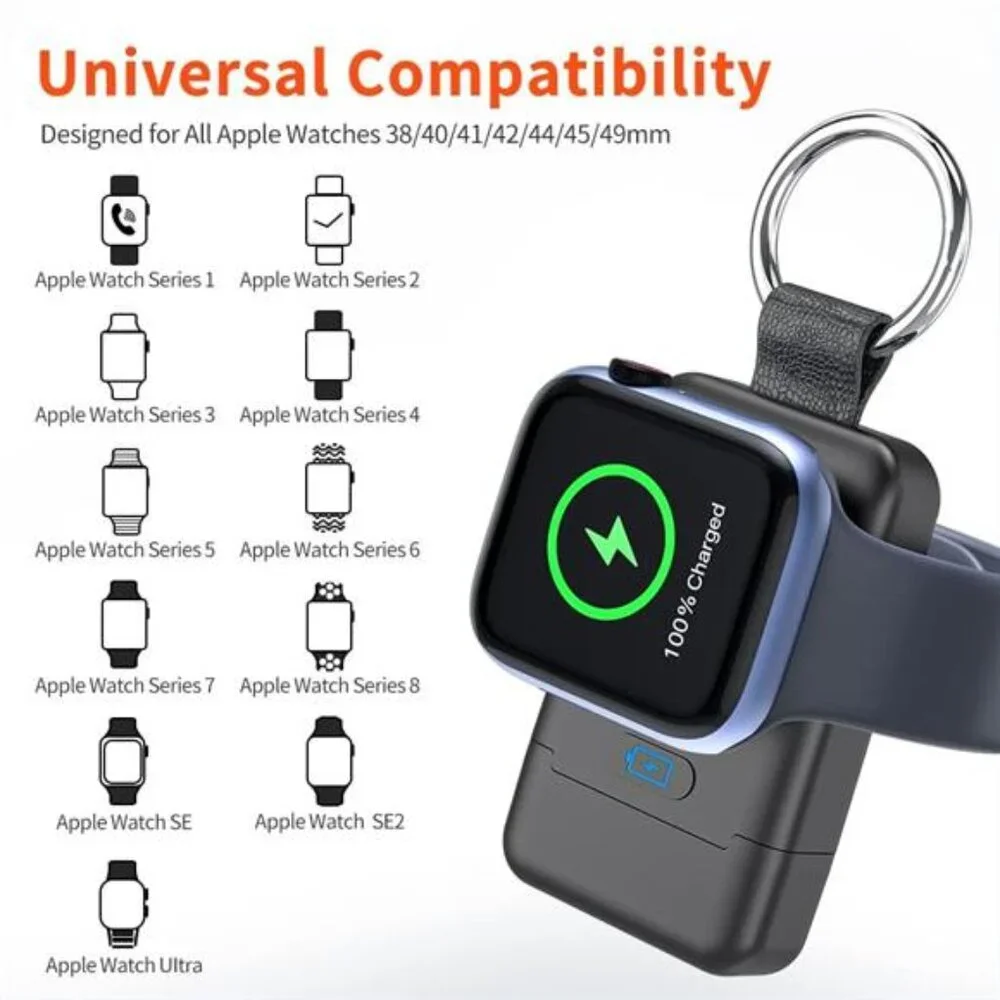 Portable Wireless Charger for Apple Watch, iWatch Charger 1400mAh Smart Keychain